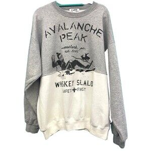 B Wood Avalanche Peak Whisky Salado Grey and White Sweatshirt Size L Skiing